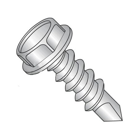 Self-Drilling Screw, #8 x 1-3/4 in, 410 Stainless Steel Flange Hex Head External Hex Drive, 3000 PK